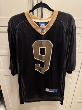 Vintage Drew Brees New Orleans Saints Reebok NFL Jersey #9 Black Gold Medium HOF